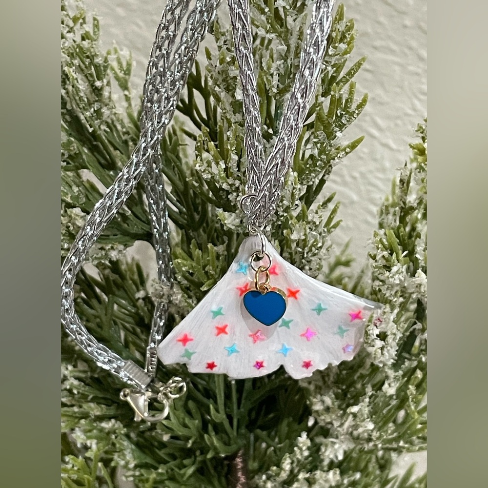 Rare Ginkgo Biloba Charm Necklace Pendant Patriotic colors